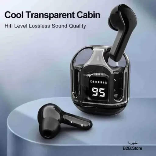 In-Ear Bluetooth Wireless Touch Headset, Slightly Noise Reduction Built-in Microphone, Digital Display, Transparent Charging Box Latest Version Charging Type C (Black)